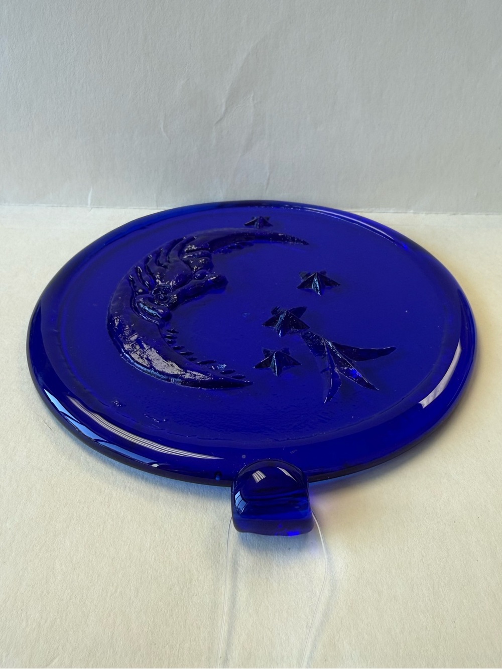 Cobalt Glass Blue Moon & Stars Celestial Large 6” Sun Catcher. - Picture 5 of 13